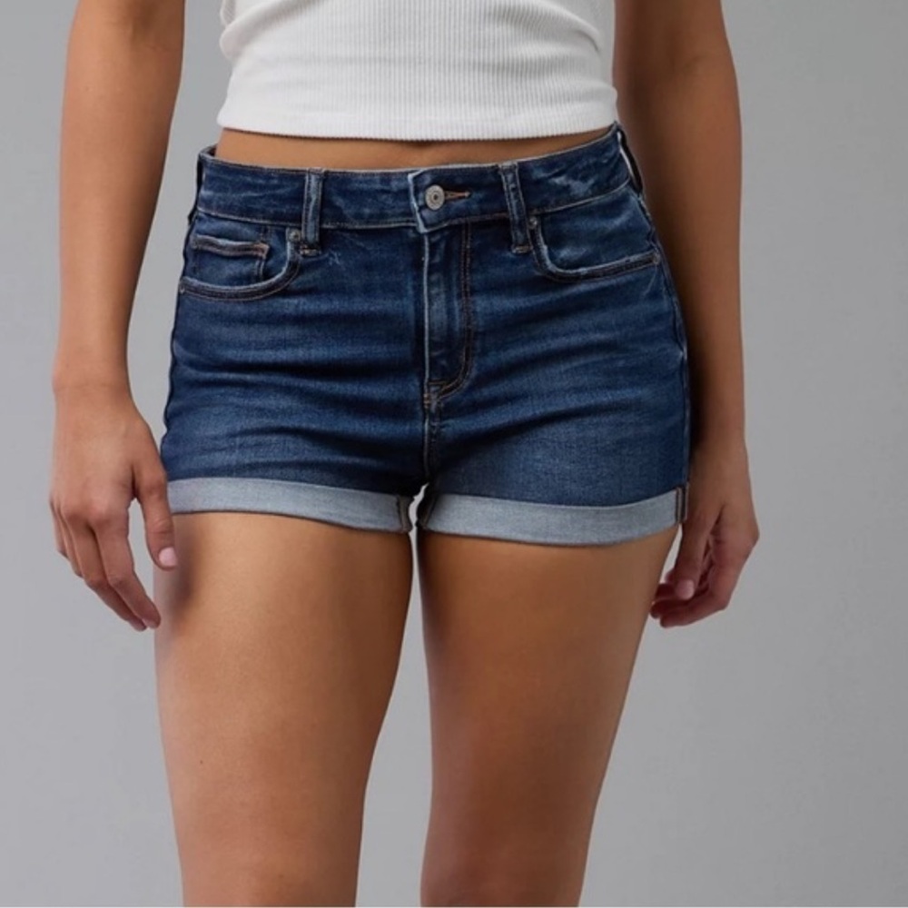 AMERICAN EAGLE OUTFITTERS Stretch Hi-Rise Denim Shortie - Picture 1 of 4